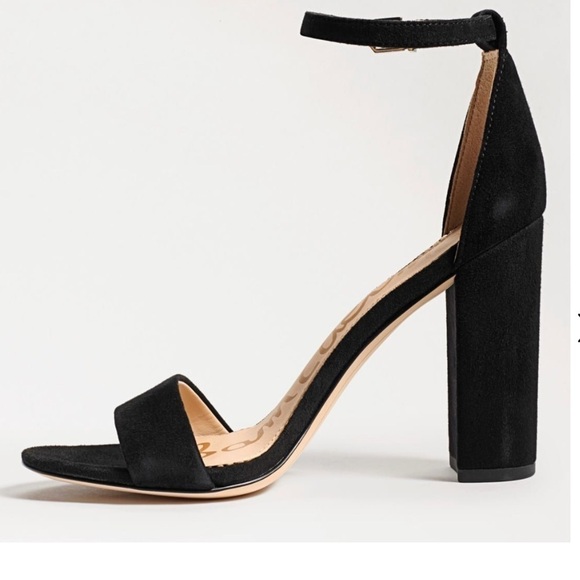 Sam Edelman Yaro black suede ankle strap Block Heels sandals women’s Sz 9 1/2 - Picture 5 of 13
